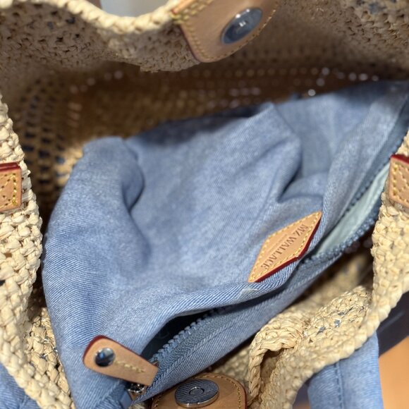 MZ Wallace Mini Raffia Tote Crocket Denim - Picture 3 of 4